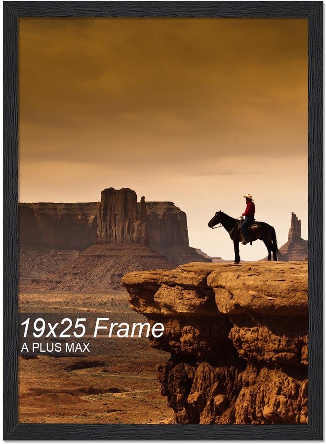 A PLUS MAX 19x25 Picture Frame, Black Engineered Wood Frame for 19 x 25 Inch Picture Poster Photo, Light Weight 19 by 25 Frame with Wood-grain for Wall - 1 Pack/Black/19 x25 - Image 1